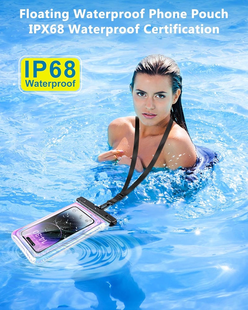 Razobws Waterproof Phone Pouch Floating, IPX68 Waterproof Phone Case with Lanyard for iPhone 16 15 14 13 12 Pro Max Samsung S25 S24 S23 S22, Up to 7 Inch, Beach Vacation Essentials, Dazzling Purple - Image 2